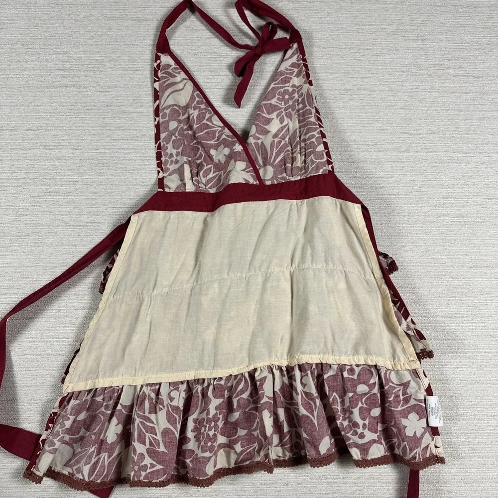 Simply EnVogue Floral Ruffle Apron Cottagecore Hostess Retro Kitchen 100% Cotton